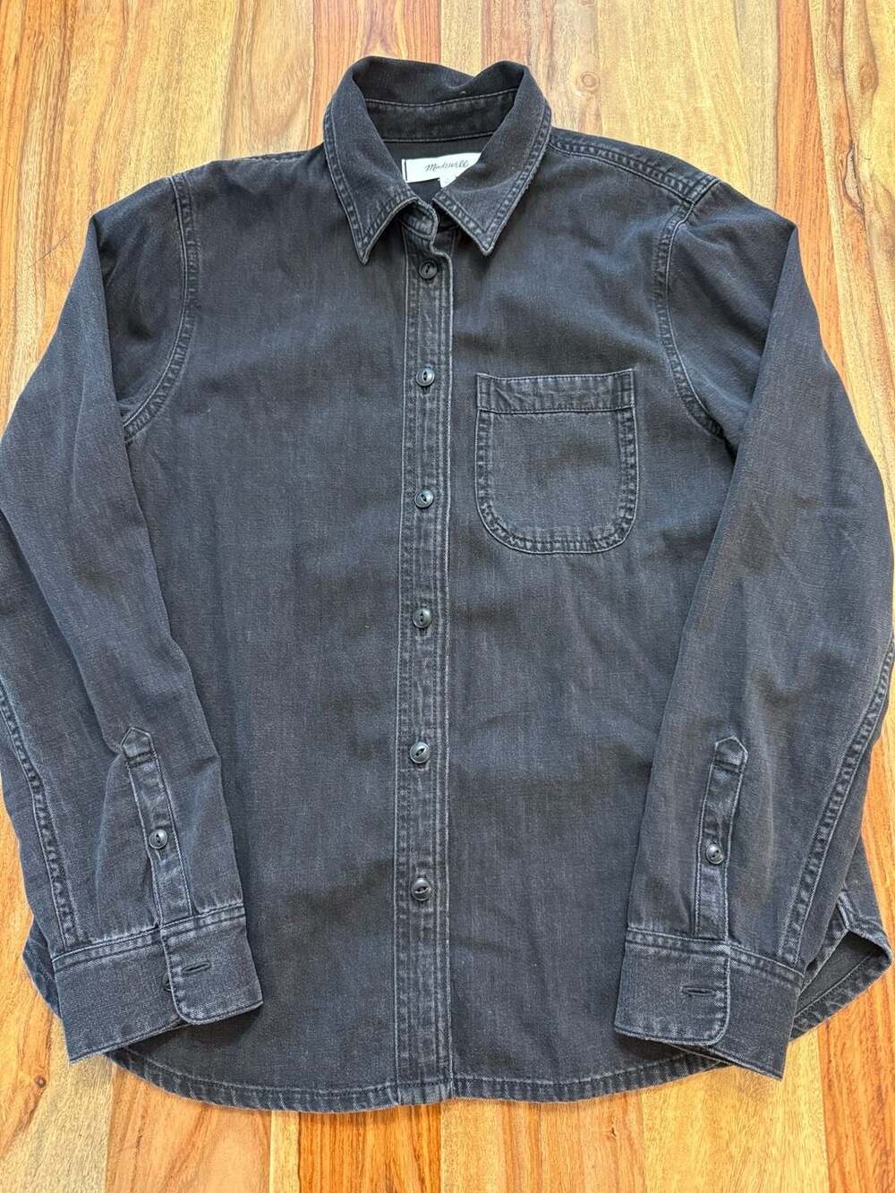 Madewell Black Denim Button Down Shirt Size S